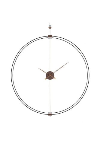 King Home Doble Ring Minimál Acél Fali Óra Fa Mutatókkal 60cm