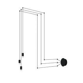   King Home Flusso Wall 3 LED Fali Lámpa Szatén Üveg Fekete Modern