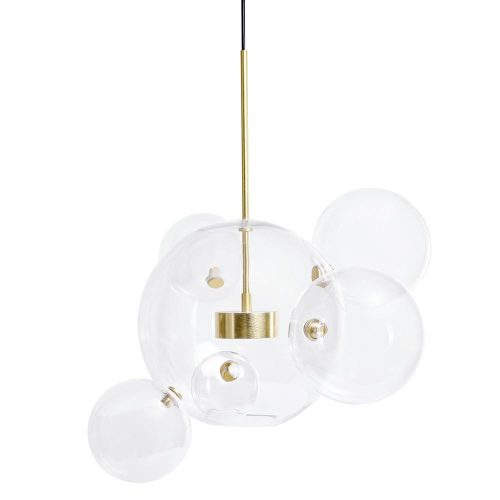 MOOSEE Capri 6 LED Függőlámpa Üveg-Alumínium Arany Buborékos