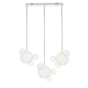   King Home Capri Line 3 LED Függőlámpa Arany-Fehér Üveggömbökkel