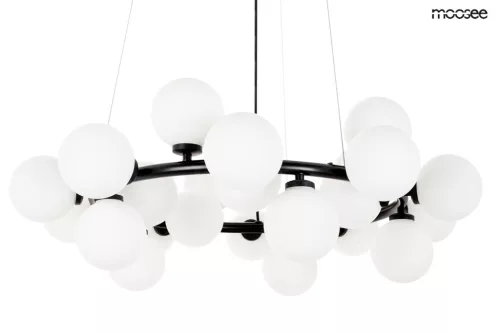 Moosee Cosmo 72 függeszték fém fekete mleczne üveg gömbökkel