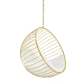 King Home GABBIA Függő Fotel Arany-Bézs Velúr