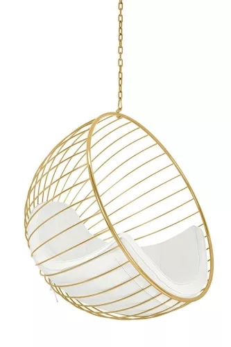 King Home GABBIA Függő Fotel Arany-Bézs Velúr