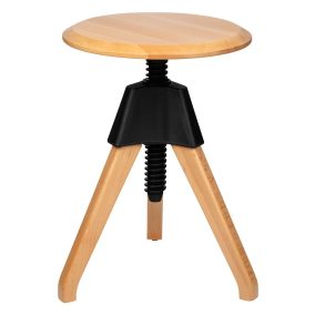   King Home Jerry Állítható Magasságú Bükkfa Zsámoly Fekete Polipropilén Csatlakozóval