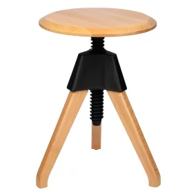   King Home Jerry Állítható Magasságú Bükkfa Zsámoly Fekete Polipropilén Csatlakozóval