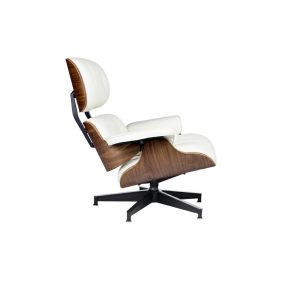   King Home Lounge Premium Széles Fotel Olasz Bőr Fehér Dió