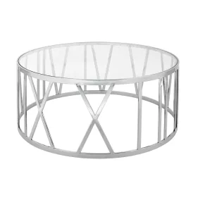   King Home Time Roman Dohányzóasztal Üveg Rozsdamentes Acél Tükörfényes Római Számlapos