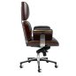 King Home Lounge Business Prémium Irodai Szék Rózsafa Valódi Bőr Fekete