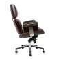 King Home Lounge Business Prémium Irodai Szék Rózsafa Valódi Bőr Fekete