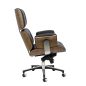 King Home Lounge Business Prémium Irodai Szék Diófa Valódi Bőr Fekete