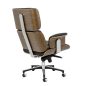 King Home Lounge Business Prémium Irodai Szék Diófa Valódi Bőr Fekete