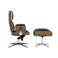 King Home Lounge Business Prémium Irodai Fotel Lábtartóval Diófa-Fekete Bőr
