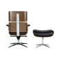 King Home Lounge Business Prémium Irodai Fotel Lábtartóval Diófa-Fekete Bőr