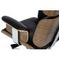 King Home Lounge Business Prémium Irodai Fotel Lábtartóval Diófa-Fekete Bőr