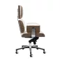   King Home Lounge Business Prémium Irodai Szék Fehér Olasz Bőr Dió Furnér