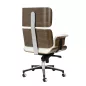   King Home Lounge Business Prémium Irodai Szék Fehér Olasz Bőr Dió Furnér