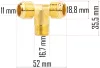 Powermat Kompresszor T-elosztó – 3/8" és 1/2" menet, Sárgaréz – PM-KO-50TV2 (PM-KO-50T-V2-TR)