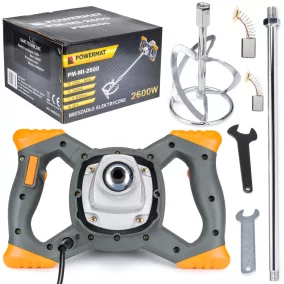   Powermat Elektromos Keverőgép - 2600W, 120mm szár - Festékhez és habarcshoz (PM-MI-2600)