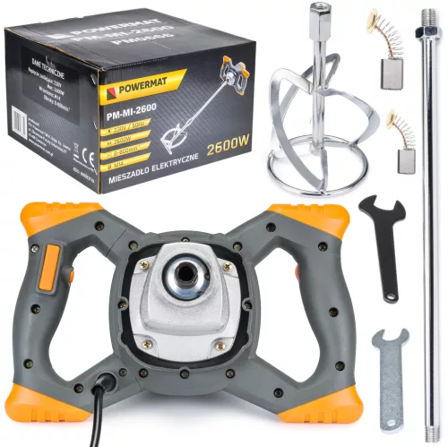 Powermat Elektromos Keverőgép - 2600W, 120mm szár - Festékhez és habarcshoz (PM-MI-2600)