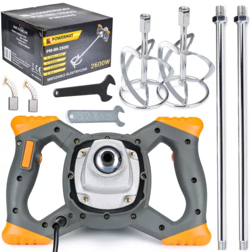 Powermat Elektromos Keverőgép – 2600W, M14, 120mm – Festékhez és habarcshoz (PM0670)
