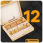   Powermat Felsőmaró Kés Készlet – 12 részes, 8mm szár, Keményfém lapkás – Faipari munkákhoz (PM0766)