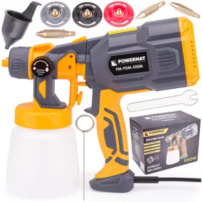   Powermat Elektromos Festékszóró Pisztoly – 550W, 800ml tartály – HVLP rendszer (PM-PDM-550M)