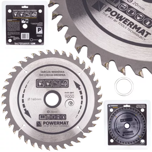 Powermat Widiás Körfűrészlap Fához – 160x20mm, 40 fog – Asztali és gérvágó fűrészekhez (PM0879)