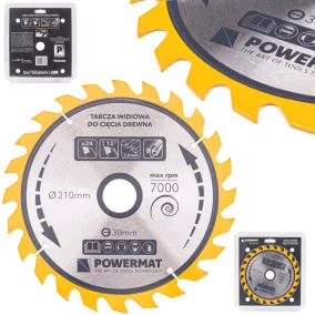   Powermat Körfűrészlap Fához – 210x30mm, 24 fog, ATB – Asztali és gérvágó fűrészhez (PM0888)