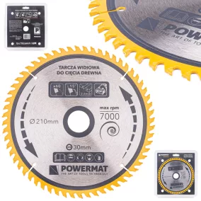   Powermat Widiás Körfűrészlap Fához – 210x30mm, 60 fog – Asztali és gérvágó fűrészekhez (PM0890)