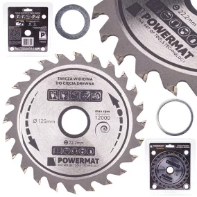   Powermat Widiás fűrésztárcsa fához – 125x22,2 mm, 24 fog – Sarokcsiszolóhoz és körfűrészhez (PM0894)