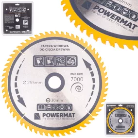   Powermat Vidia Fűrészlap Fához – 255x30mm, 60 fog – Asztali és gérvágó fűrészhez (PM0899)