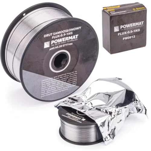 Powermat Porbeles Hegesztőhuzal – 0,9 mm, 1 kg, E71T-GS – Gáz nélküli MIG/FCAW (PM0912)