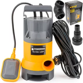   Powermat Merülőszivattyú – 1600W, 9500 l/h, Úszókapcsolóval – Tiszta és szennyezett vízhez (PM0930)