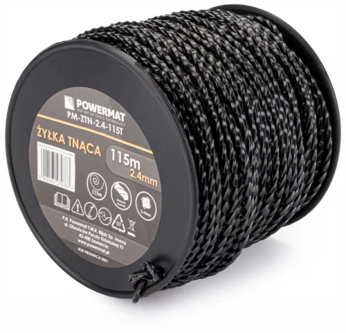 Powermat Fűkasza Damil – 2,4 mm, 115 m – Csavart négyszög profil (PM-ZTN-2.4-115T)