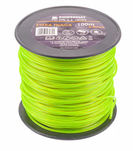 Powermat Vágódamil – 2,4mm x 100m, Csillag profilú, Erősített maggal – Benzinmotoros és elektromos fűkaszákhoz (PM0981)