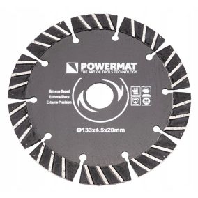  Powermat Gyémánt Vágótárcsa Falhoronymaróhoz – 133 x 20 mm, 4,5 mm vastag – Betonhoz, gránithoz (PM-TDB-133x4.5x20)