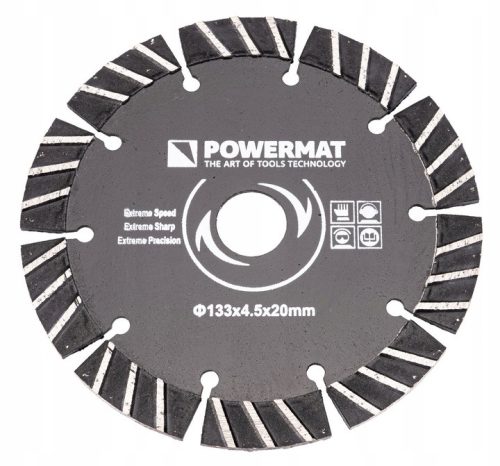 Powermat Gyémánt Vágótárcsa Falhoronymaróhoz – 133 x 20 mm, 4,5 mm vastag – Betonhoz, gránithoz (PM-TDB-133x4.5x20)