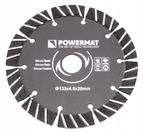 Powermat Gyémánt Vágótárcsa Falhoronymaróhoz – 133 x 20 mm, 4,5 mm vastag – Betonhoz, gránithoz (PM-TDB-133x4.5x20)