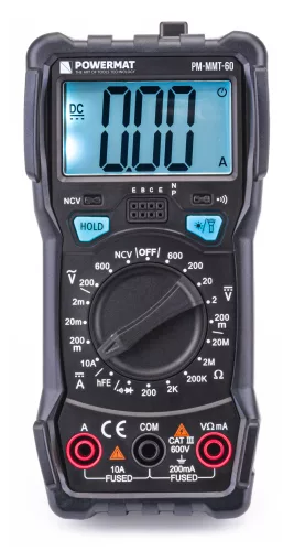 Powermat Digitális Multiméter – LCD kijelző, NCV funkció, LED lámpa – PM-MMT-60 (PM1044)
