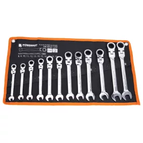   Powermat Csillag-villás Kulcs Készlet – Racsnis, Csuklós, 8-19 mm, 12 részes – CrV acél (PM-KPLO-12TP)
