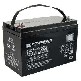   Powermat AGM Akkumulátor - 12V 100Ah, Gondozásmentes - VRLA technológia (PM1202)