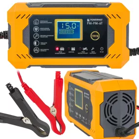   Powermat Mikroprocesszoros Akkumulátor Töltő – 12V, 6A, 10-lépcsős – AGM, GEL, LFP (PM-PM-6T)