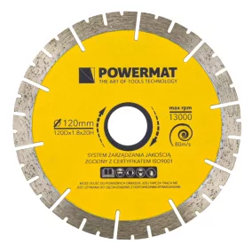   Powermat Szegmentált Gyémánt Vágókorong – 120mm, 20mm furat – PM-PDG-2300M, Wandeli (PM-TDG-120M)