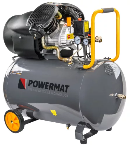 Powermat Olajos Kompresszor – 100L, 8 bar, 530 l/min – V2 kéthengeres (PM1323)