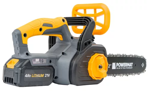 Powermat Akkumulátoros Láncfűrész – 21V, 30cm vezető, 2x4Ah akku – Szénkefementes motor (PM-MPA-4AHM)