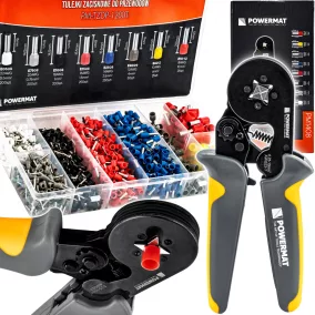   Powermat Érvéghüvely Fogó Készlet – 0,25-10 mm², 1200 db hüvely – Racsnis mechanizmus (PM-ZDTK-175T / PM1408)