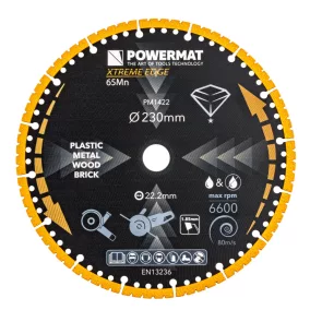   Powermat Univerzális Gyémántvágó Korong – 230mm, Xtreme Edge – Fémhez, fához, műanyaghoz (PM1422)