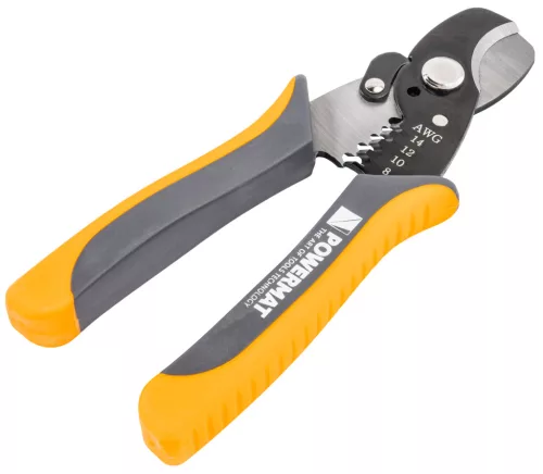 Powermat Többfunkciós Kábelcsupaszító és Vágó Fogó – 170mm, CrV acél – AWG 14-8 (PM1439)