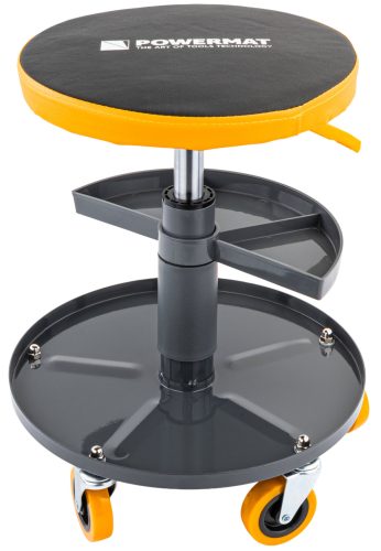 Powermat Teleszkópos Műhelyszék – 150kg teherbírás, 400-520mm – Gurulós kivitel (PM1455)