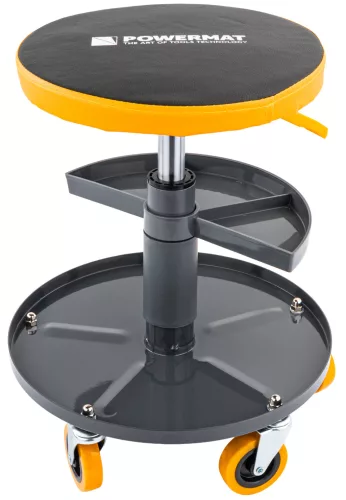 Powermat Teleszkópos Műhelyszék – 150kg teherbírás, 400-520mm – Gurulós kivitel (PM1455)